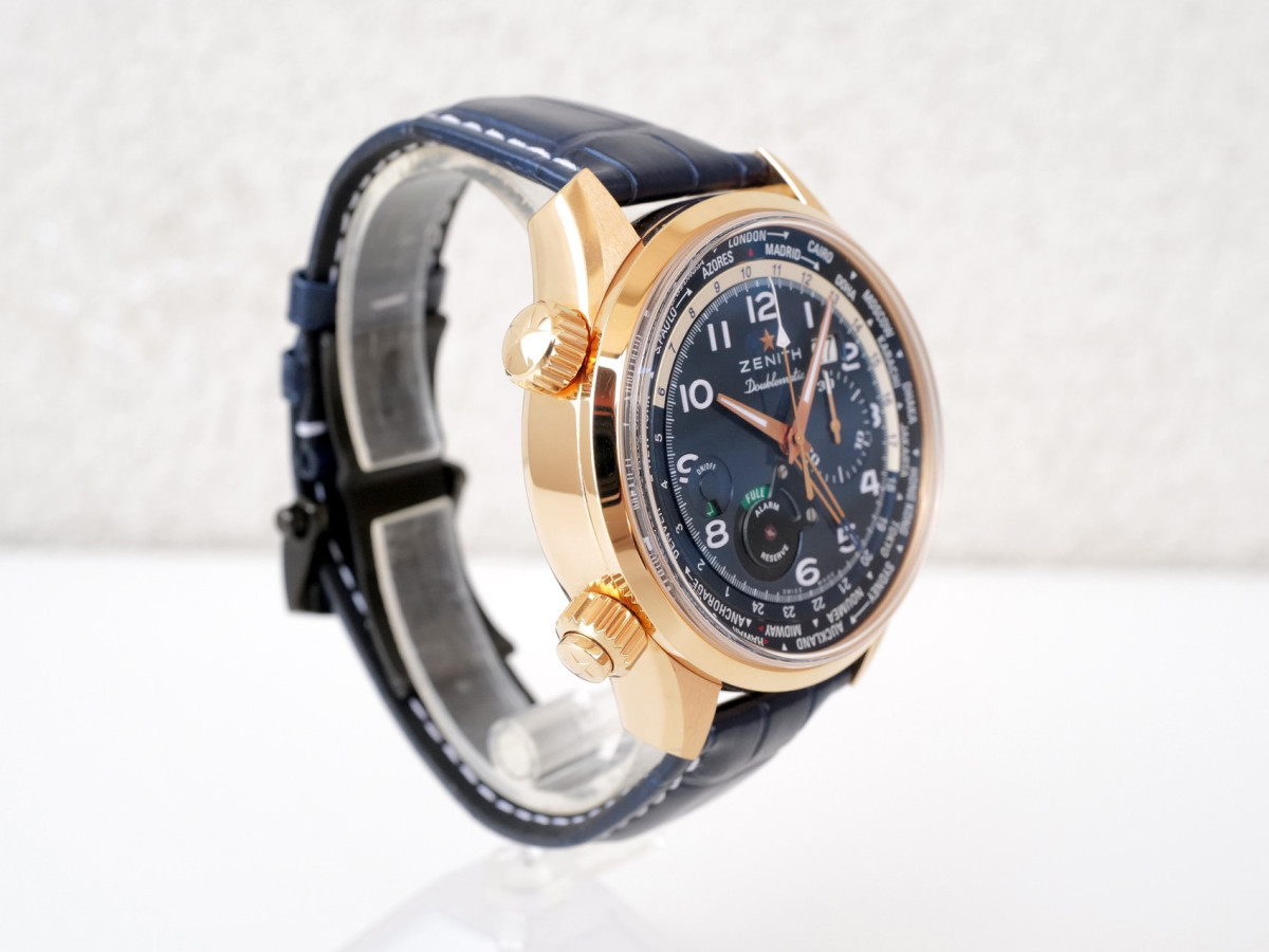 Швейцарские часы Zenith El Primero Pilot Doublematic Limited Edition of 10 Alarm Chronograph World Time 18K Rose Gold 45