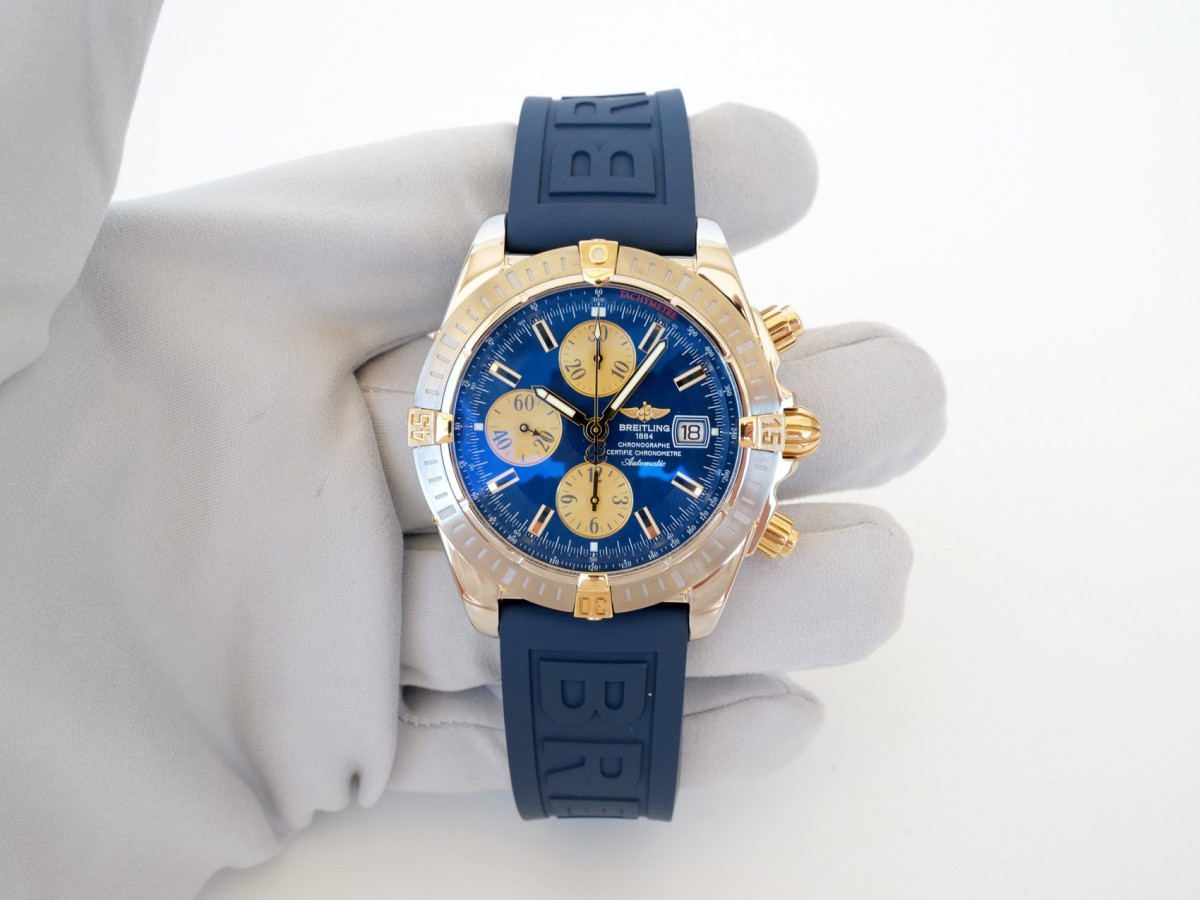 Swiss watch Breitling Chronomat Evolution Steel Gold Blue Dial 44