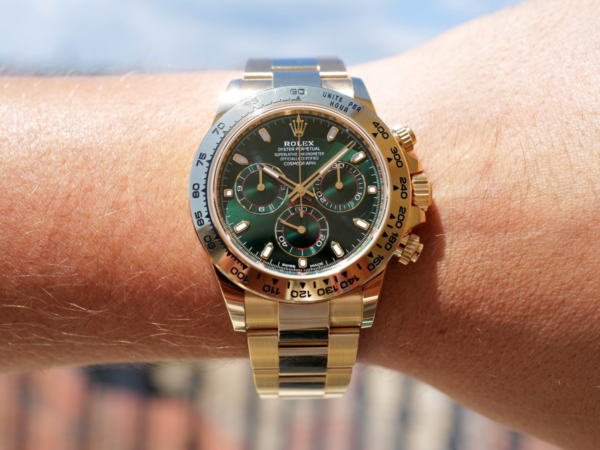 Швейцарские часы Rolex Cosmograph Daytona John Mayer 18K Yellow Gold Green Dial (2022)