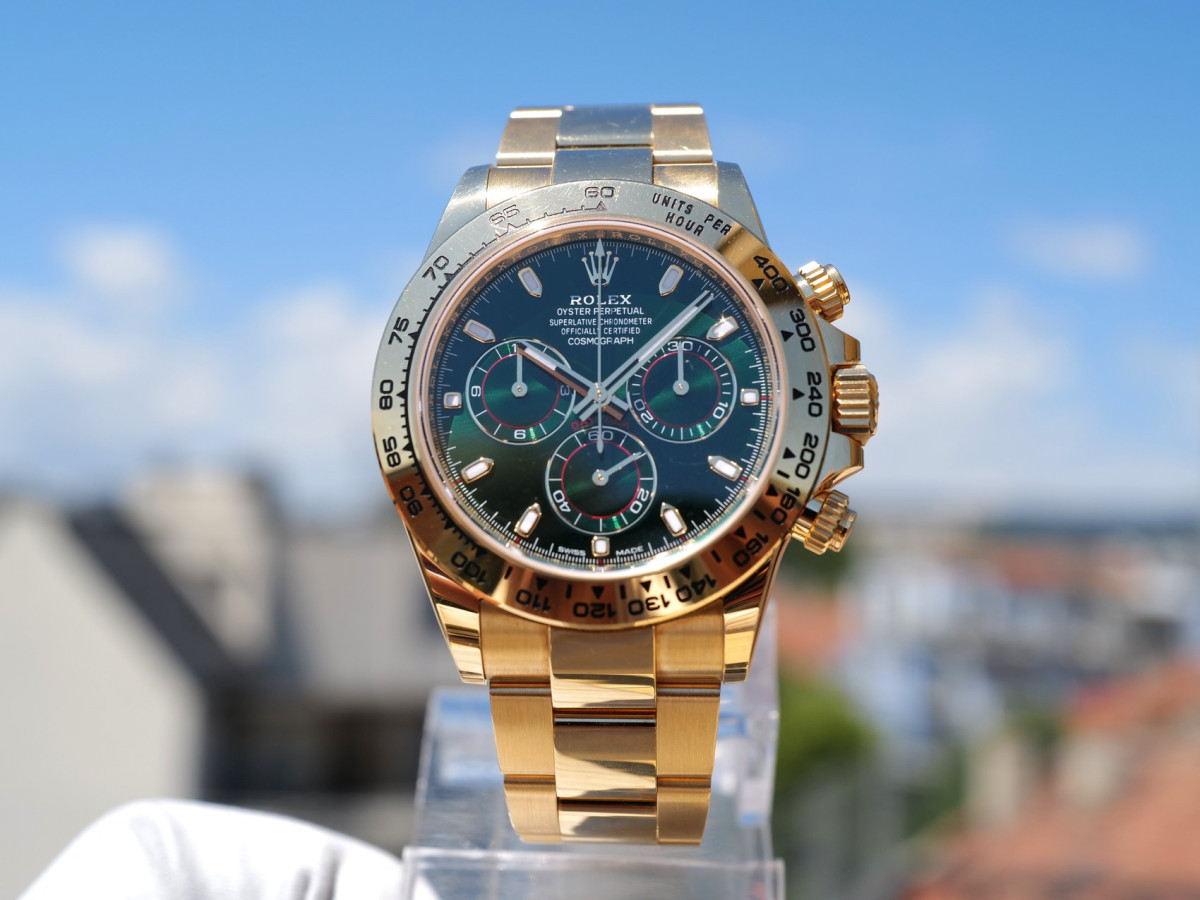 Швейцарские часы Rolex Cosmograph Daytona John Mayer 18K Yellow Gold Green Dial (2022)