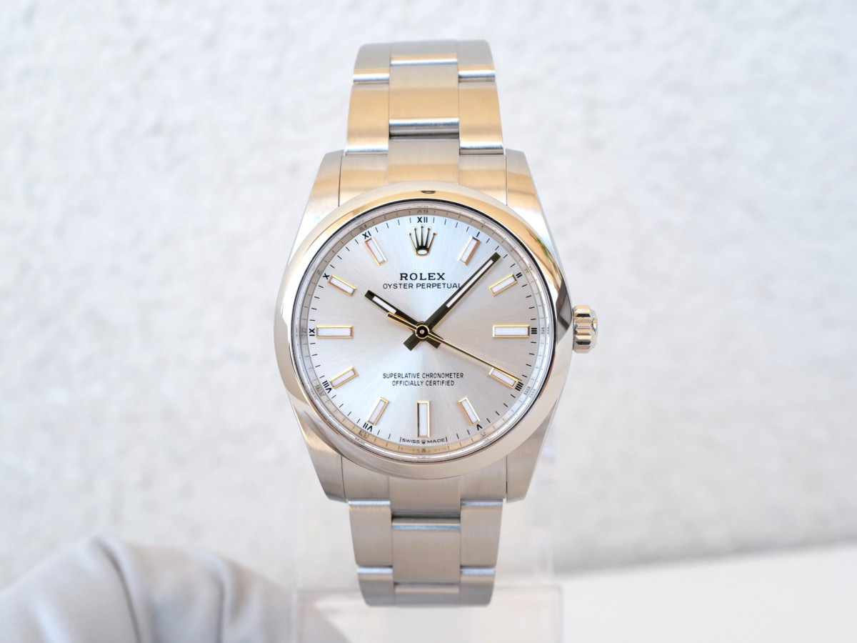 Швейцарские часы Rolex Oyster Perpetual 34 Silver Dial (2022)