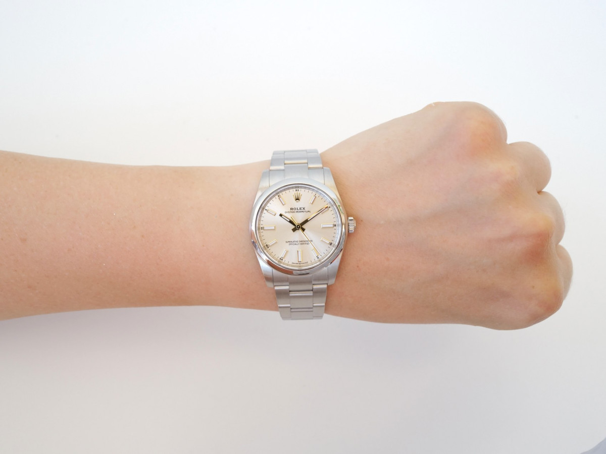 Швейцарские часы Rolex Oyster Perpetual 34 Silver Dial (2022)