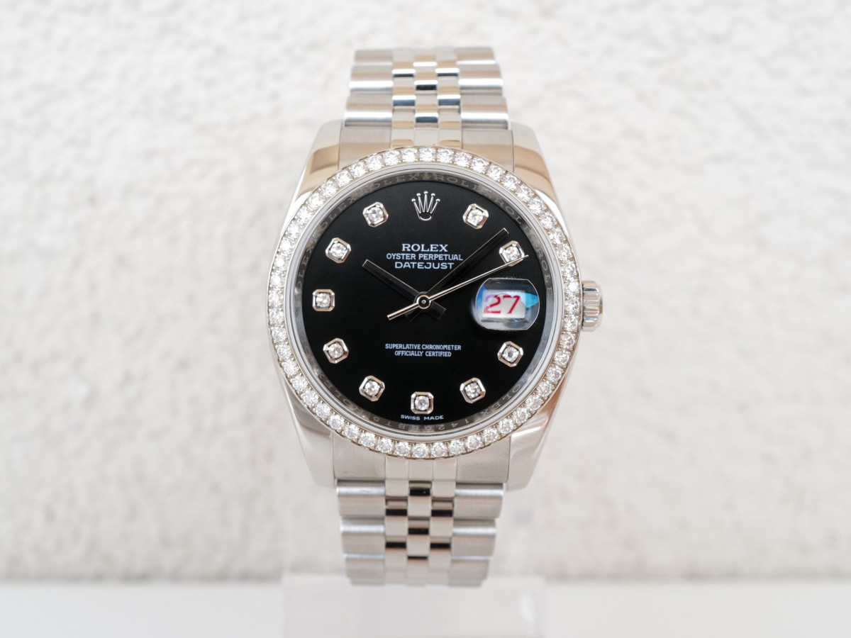 Швейцарские часы Rolex Datejust 36 Jubilee Steel Black Dial Factory Diamond Bezel