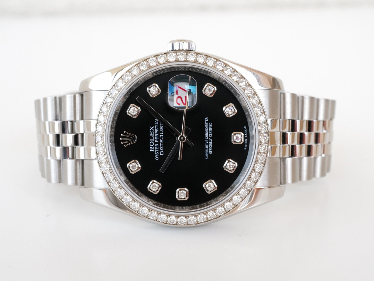Швейцарские часы Rolex Datejust 36 Jubilee Steel Black Dial Factory Diamond Bezel