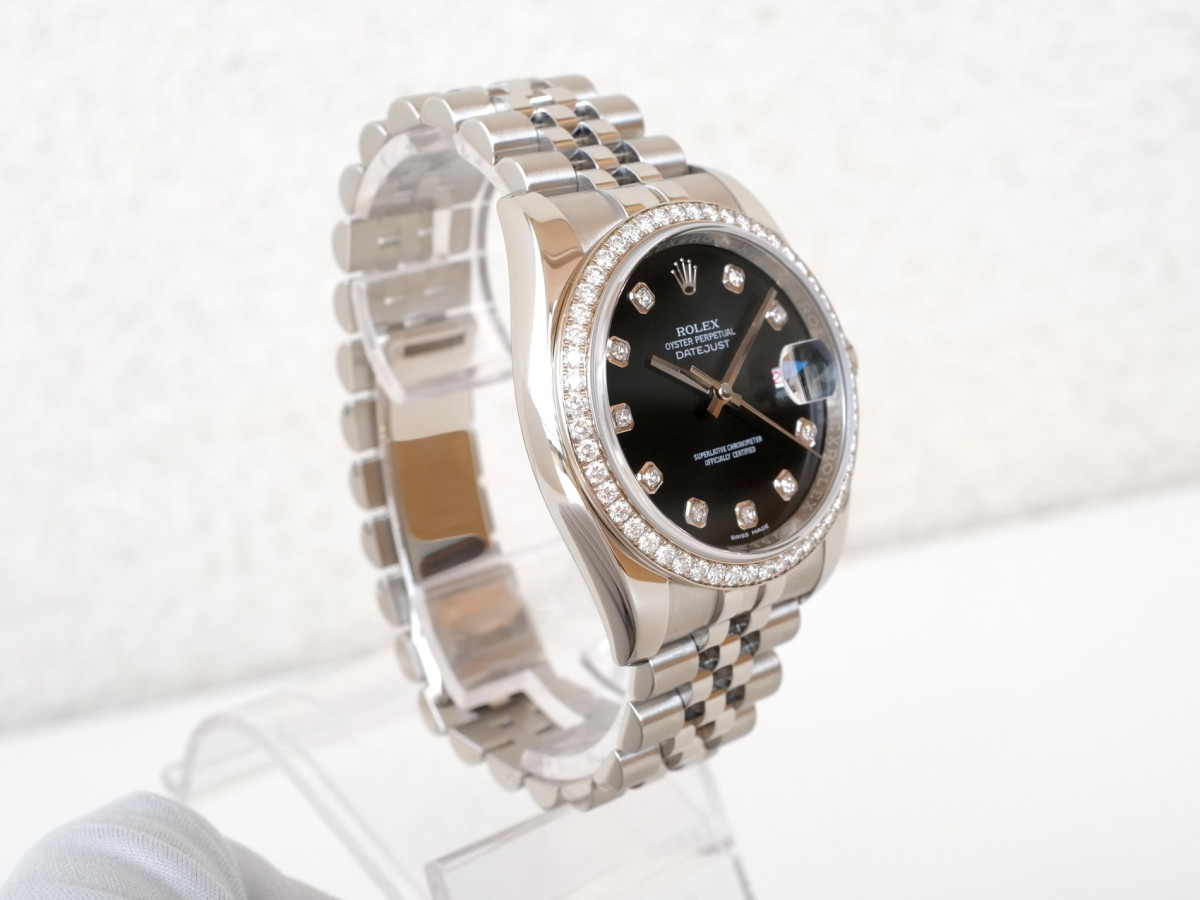 Швейцарские часы Rolex Datejust 36 Jubilee Steel Black Dial Factory Diamond Bezel