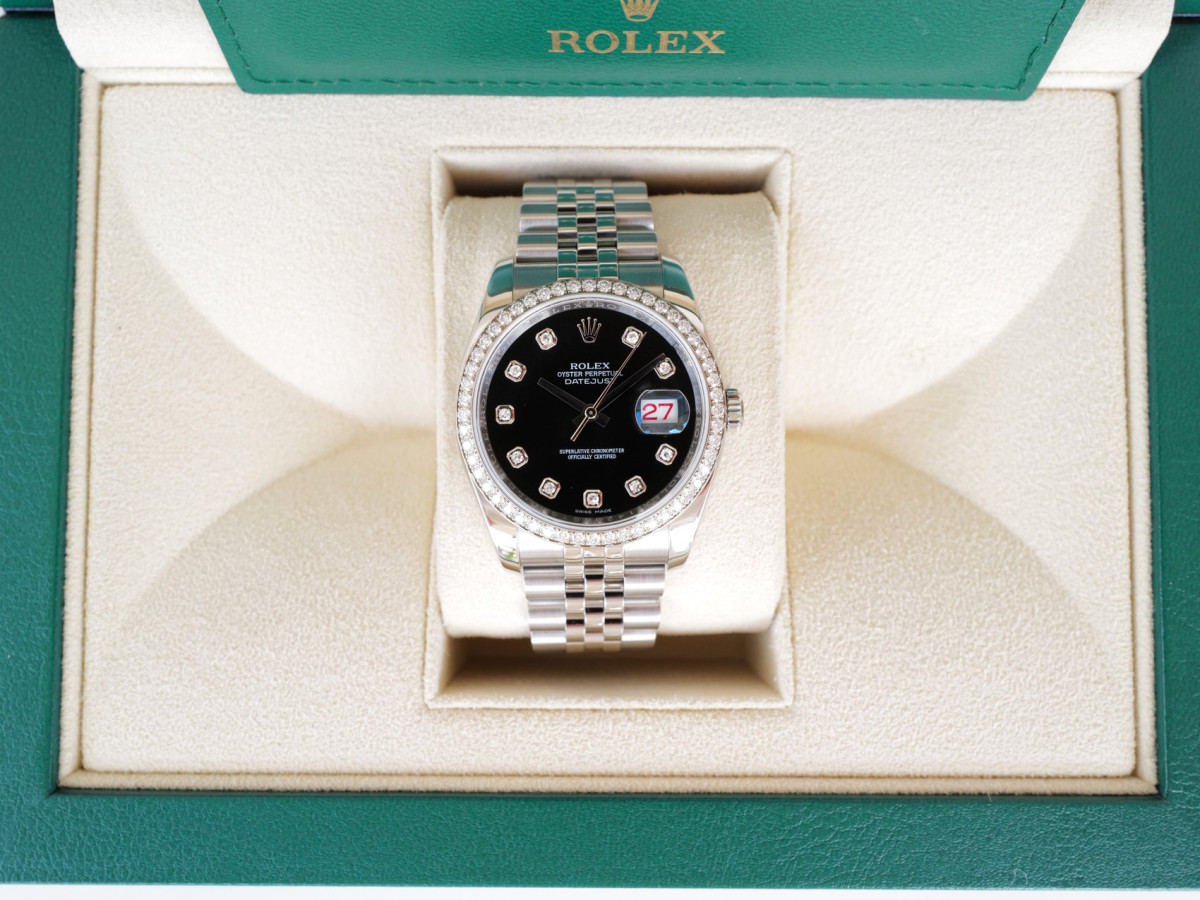 Швейцарские часы Rolex Datejust 36 Jubilee Steel Black Dial Factory Diamond Bezel