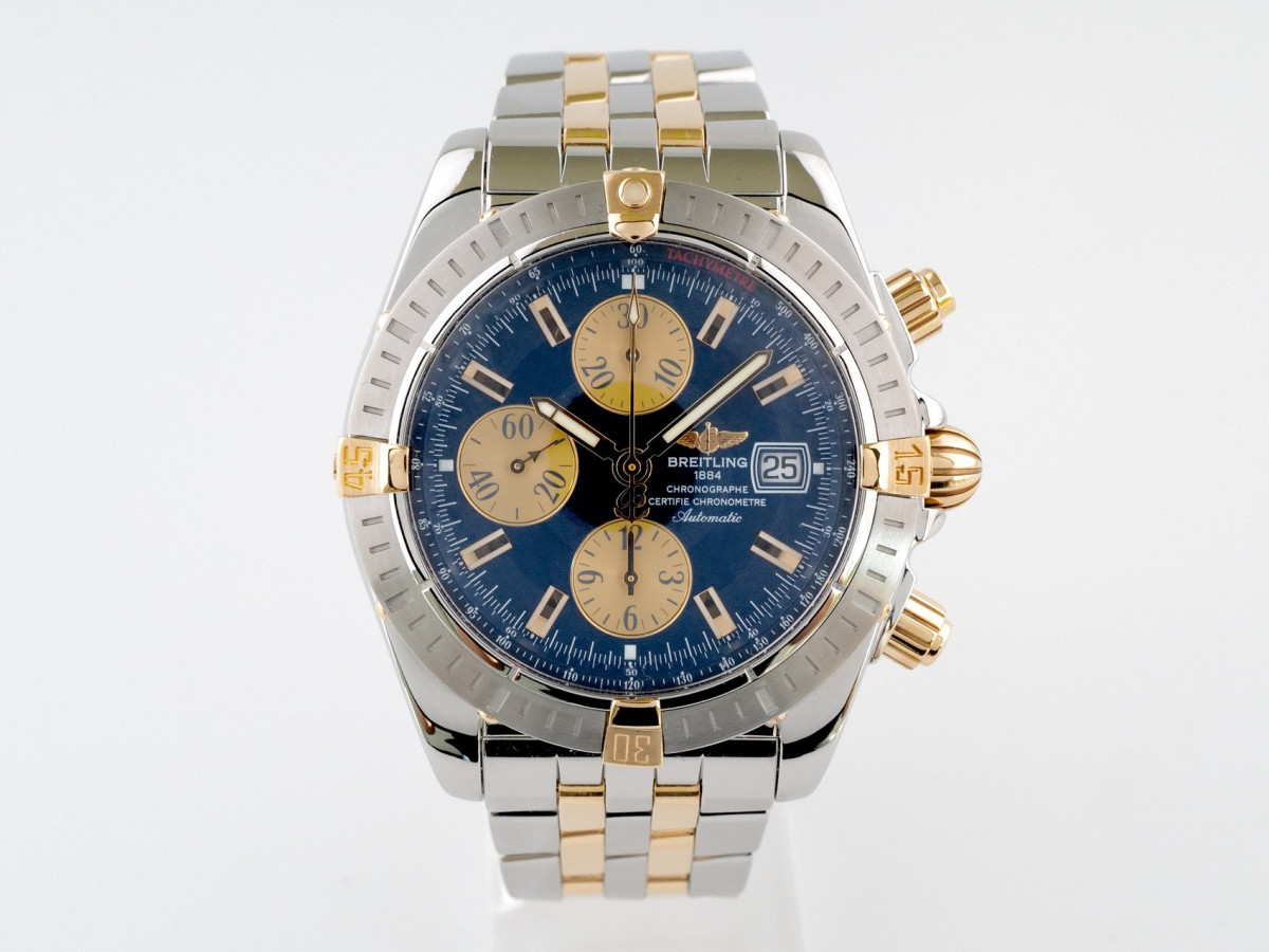 Швейцарские часы Breitling Chronomat Evolution Blue Dial Gold Steel 44
