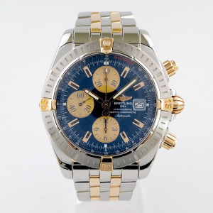 Швейцарские часы Breitling Chronomat Evolution Blue Dial Gold Steel 44