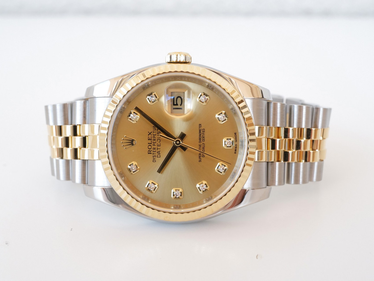 Swiss watch Rolex Datejust 36 Jubilee Steel 18K Yellow Gold Champagne Diamond Dial