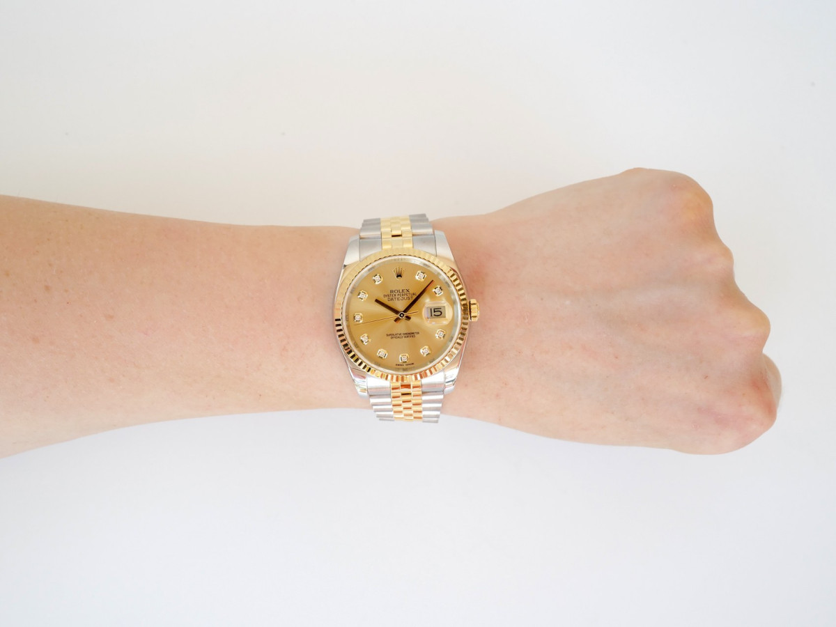 Swiss watch Rolex Datejust 36 Jubilee Steel 18K Yellow Gold Champagne Diamond Dial