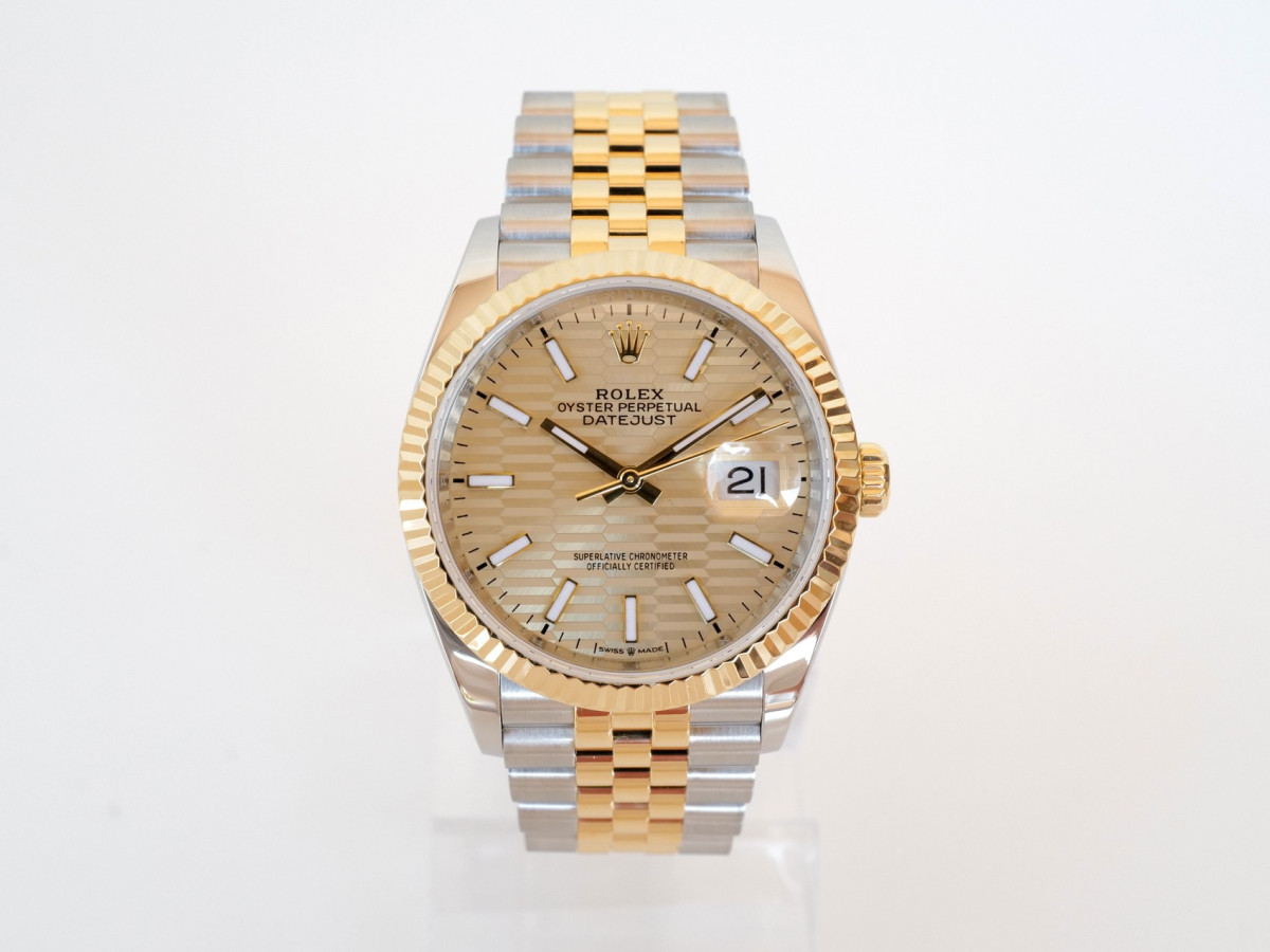 Swiss watch Rolex Datejust 36 Jubilee Steel 18K Yellow Gold Champagne Motif Dial