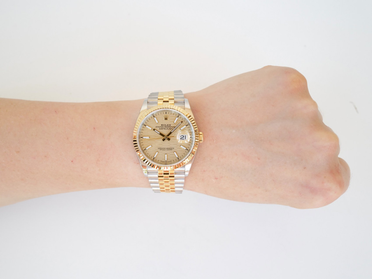 Swiss watch Rolex Datejust 36 Jubilee Steel 18K Yellow Gold Champagne Motif Dial