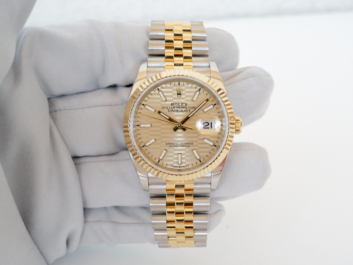 Swiss watch Rolex Datejust 36 Jubilee Steel 18K Yellow Gold Champagne Motif Dial