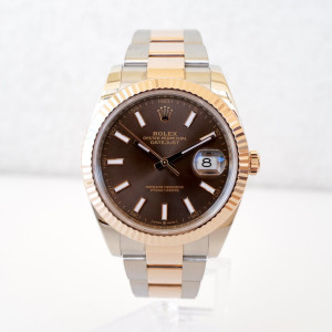 Швейцарские часы Rolex Datejust 41 Oyster Steel 18K Rose Gold Chocolate Brown Dial (02.2021)