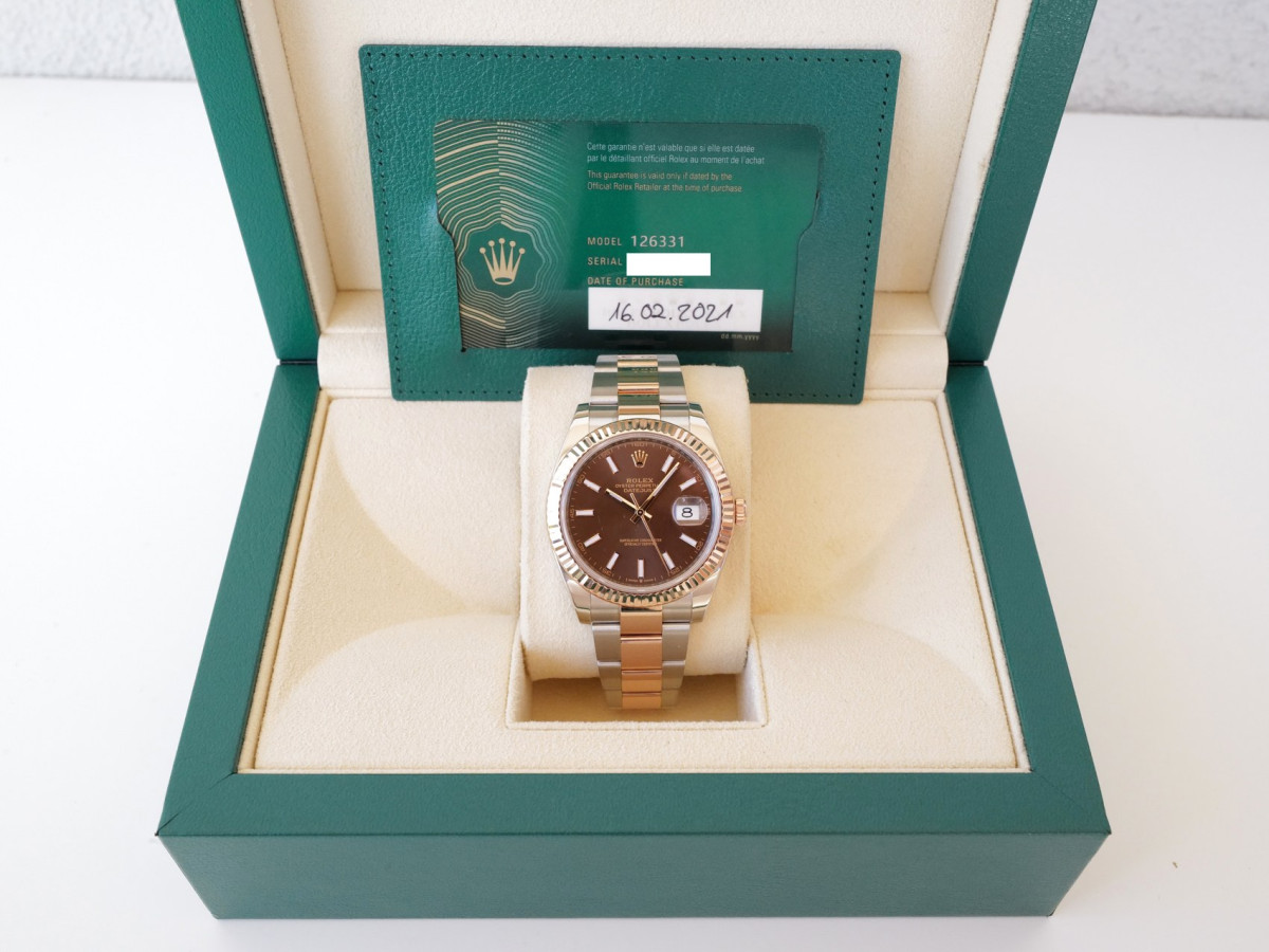 Швейцарские часы Rolex Datejust 41 Oyster Steel 18K Rose Gold Chocolate Brown Dial (02.2021)