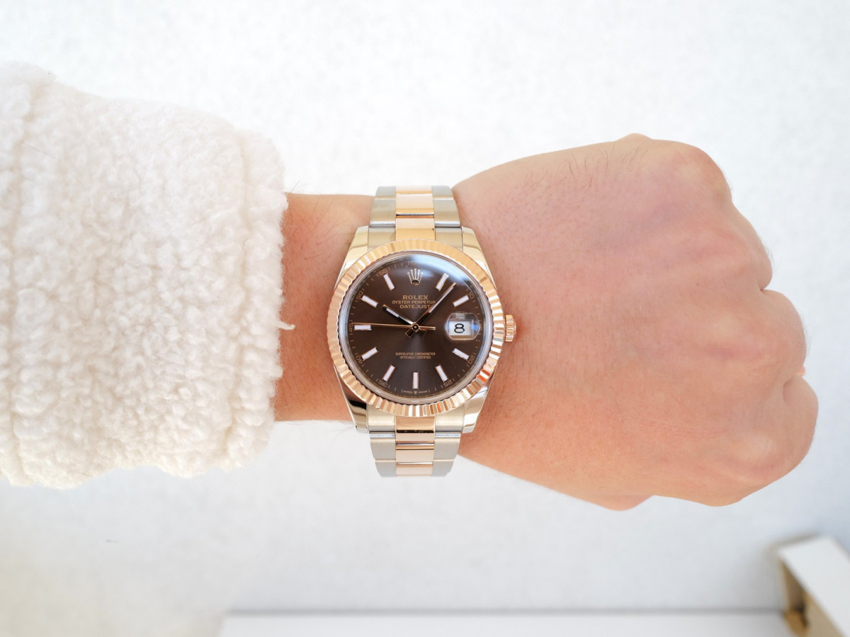 Швейцарские часы Rolex Datejust 41 Oyster Steel 18K Rose Gold Chocolate Brown Dial (02.2021)