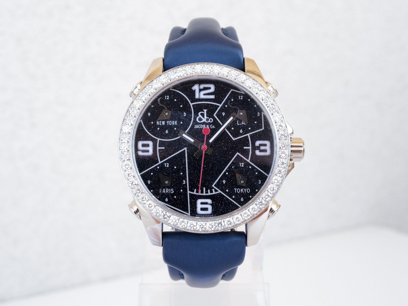 Jacob & Co Five Time Zone Diamonds 2ct Black Starry Night Dial 40
